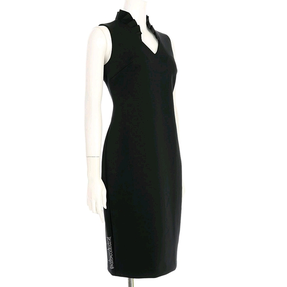 Calvin Klein Ruffle V-Neck Scuba Sheet Dress Sz - Picture 2 of 5